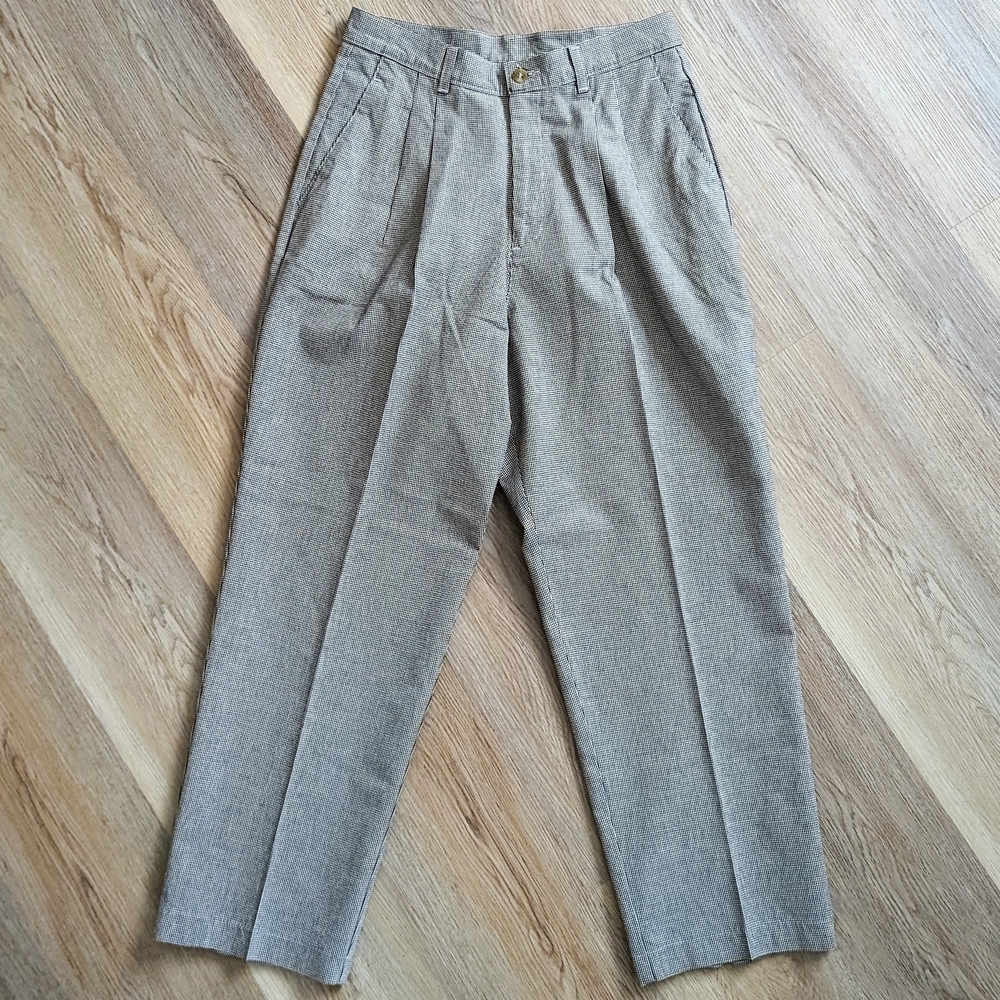 Vintage Houndstooth High Waisted Trousers Dress Pants Slacks